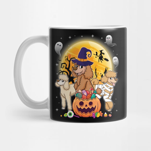 Standard Poodle Dog Mummy Witch Moon Ghosts Happy Halloween Thanksgiving Merry Christmas Day by joandraelliot